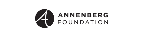 White A on circular black background next to Annenberg Foundation in capital letters