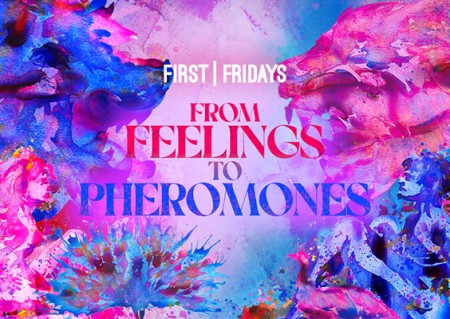From Feelings to Pheromones in capital levels over a pink, blue, and purple background